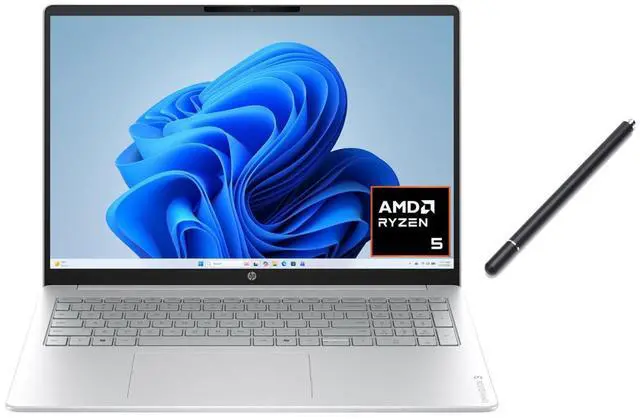 Main image of HP OmniBook 3 16" WUXGA Touchscreen Laptop |AMD Ryzen 5 40|AMD Radeon 610M|Copilot|Silver| 8GB RAM DDR5 | 512GB SSD |Windows 11 Home |Bundle with Stylus Pen
