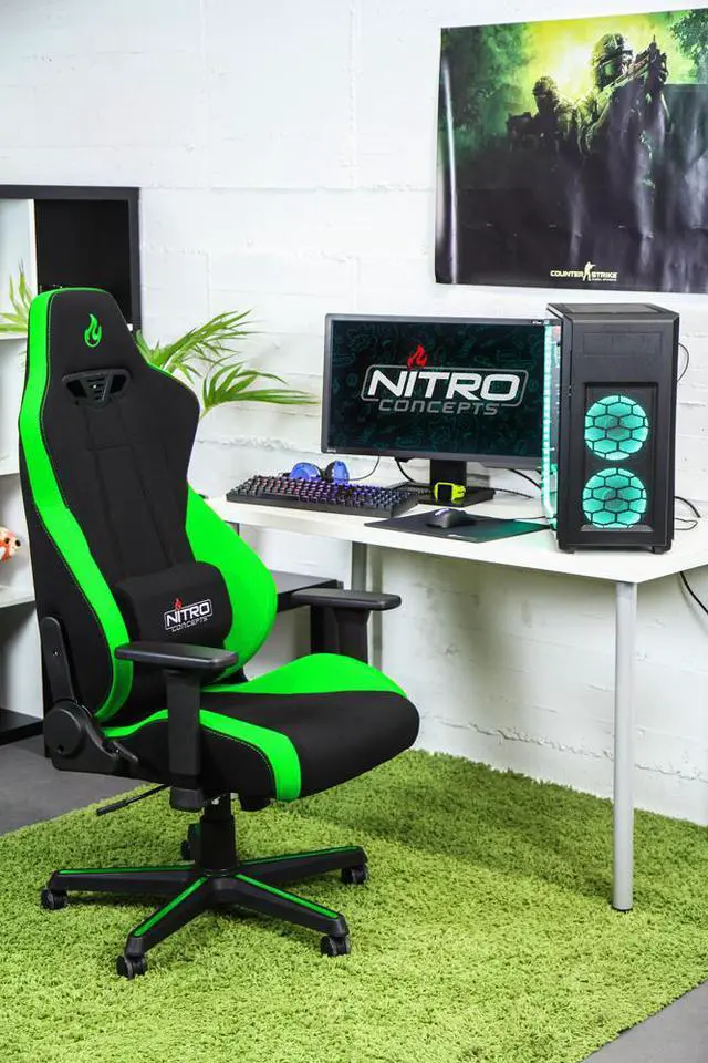 Alt view image 3 of 7 - Nitro Concepts S300 Atomic Green Ergonomic Office Gaming Chair