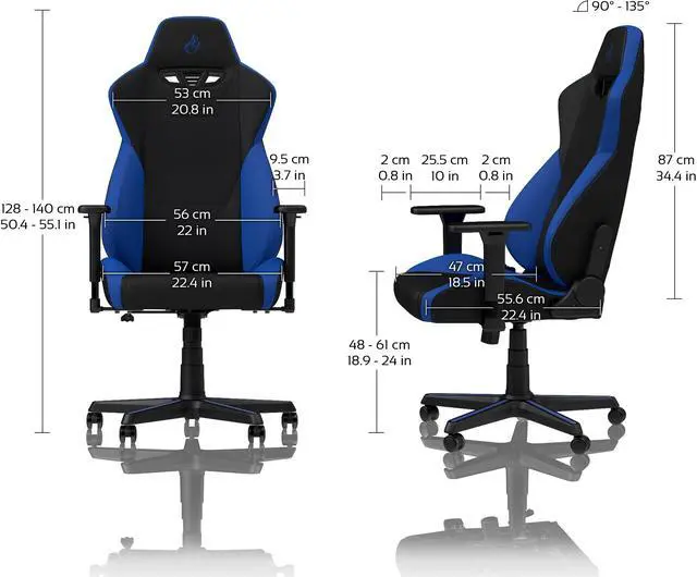 Alt view image 4 of 7 - Nitro Concepts S300 Galactic Blue Ergonomic Office Gaming Chair - NC-S300-BB