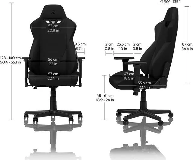 Alt view image 4 of 14 - Nitro Concepts S300 Stealth Black Ergonomic Office Gaming Chair - NC-S300-B