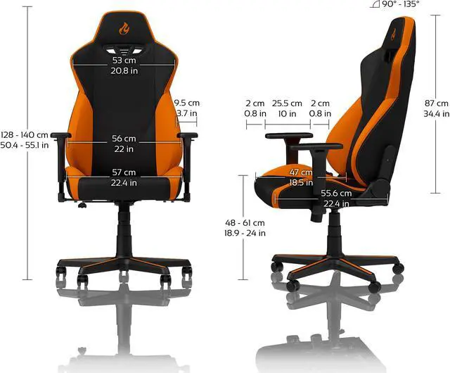 Alt view image 4 of 7 - Nitro Concepts S300 Horizon Orange Ergonomic Office Gaming Chair