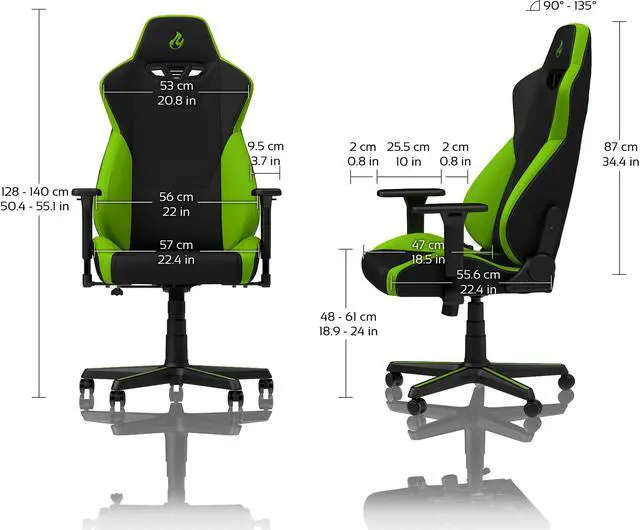 Alt view image 4 of 7 - Nitro Concepts S300 Atomic Green Ergonomic Office Gaming Chair
