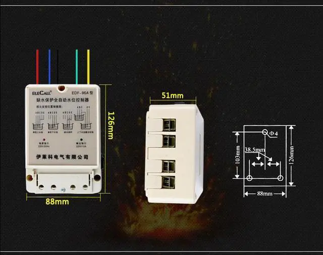 Alt view image 5 of 6 - ELECALL EDF-96B AC380V Water Automatic Level Controller Electronic Water Liquid Level Detection Sensor Water Pump Controller - 5M