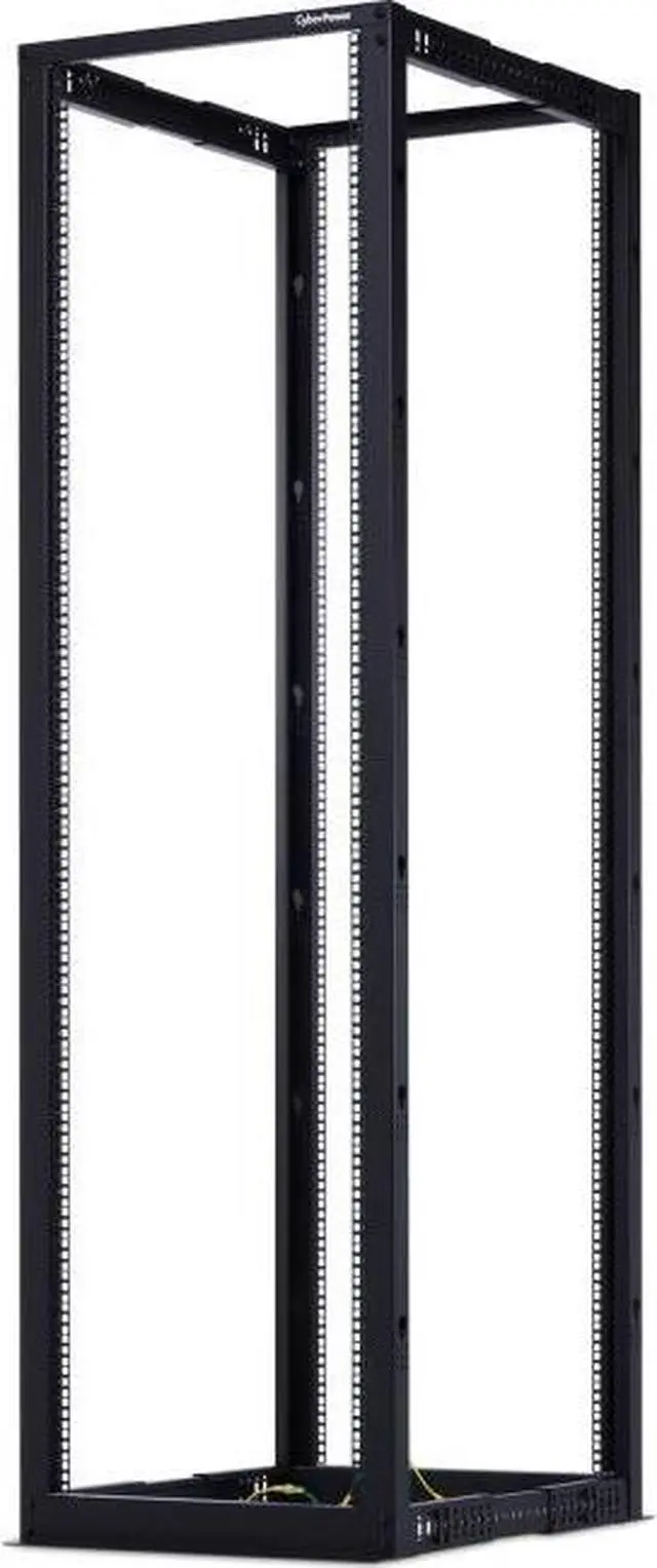 Alt view image 3 of 11 - CyberPower - CR45U40001 - CyberPower 4-post Open Frame 19 Rack - 19 45U Wide x 40 Deep Floor Standing - Black - 1760 lb