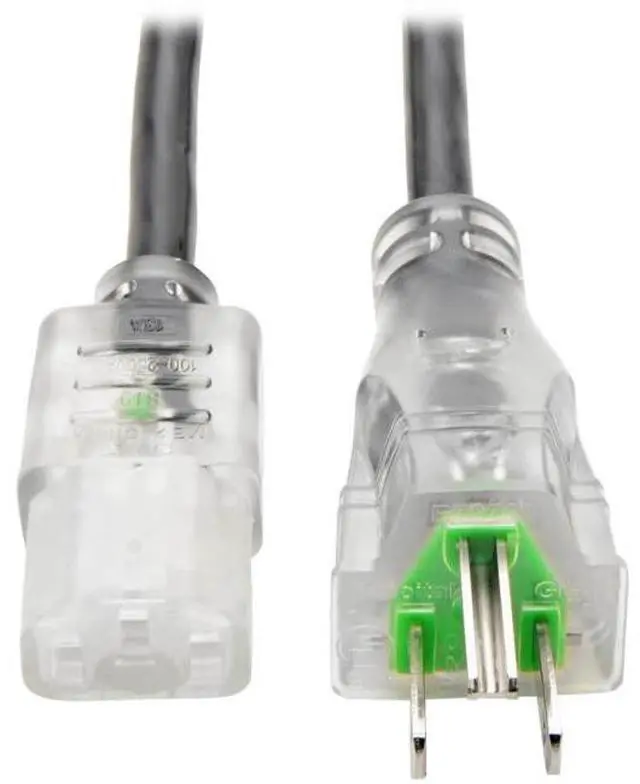 Alt view image 3 of 15 - Tripp Lite Model P006-015-HG13CL 15 ft. Hospital-Grade Computer Power Cord with Clear Plugs, 13A, 16 AWG (NEMA 5-15P to IEC-320-C13)