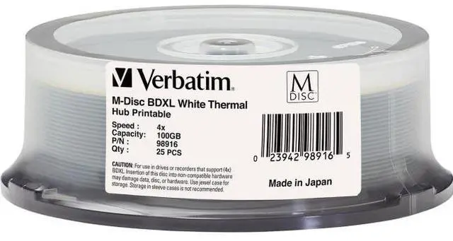 Alt view image 5 of 9 - VERBATIM CORPORATION 98916 25PK M-DISC BDXL 4X 100GB WHITE