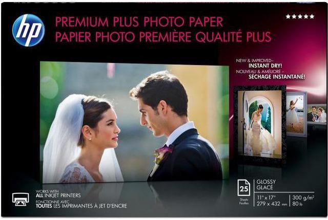 Alt view image 3 of 14 - HP Premium Plus Photo Paper, Glossy, 80 lb, 11 x 17 in. (279 x 432 mm), 25 sheets CV065A