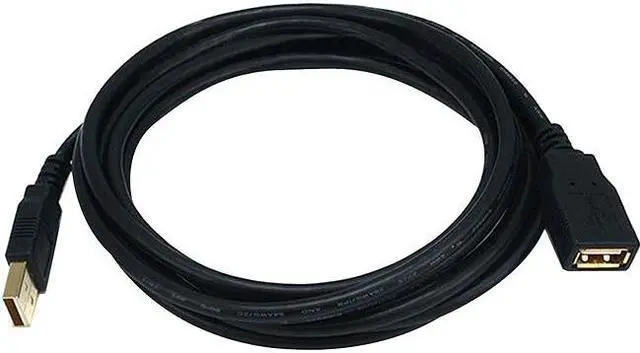 Main image of Monoprice USB 2.0 Extension Cable - 10 Feet - Black | Type-A Male to USB Type-A Female, 28/24AWG, Gold Plated Connectors