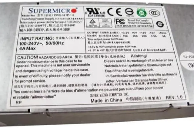 Alt view image 4 of 6 - Supermicro PWS-341P-1H 340W Power Supply 80 Plus Platinum