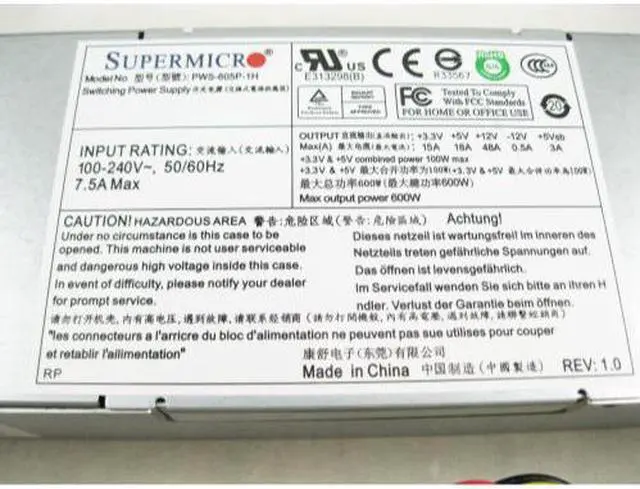 Alt view image 6 of 14 - SUPERMICRO PWS-605P-1H Supermicro PWS-605P-1H 600W 80 PLUS Platinum 1U Single Power Supply w PFC