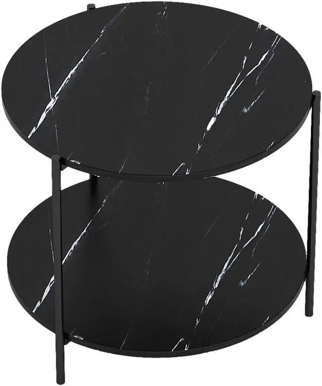 Main image of ViscoLogic Louis Mid-Century Accent 2-Tier Round Side End Table (Black)