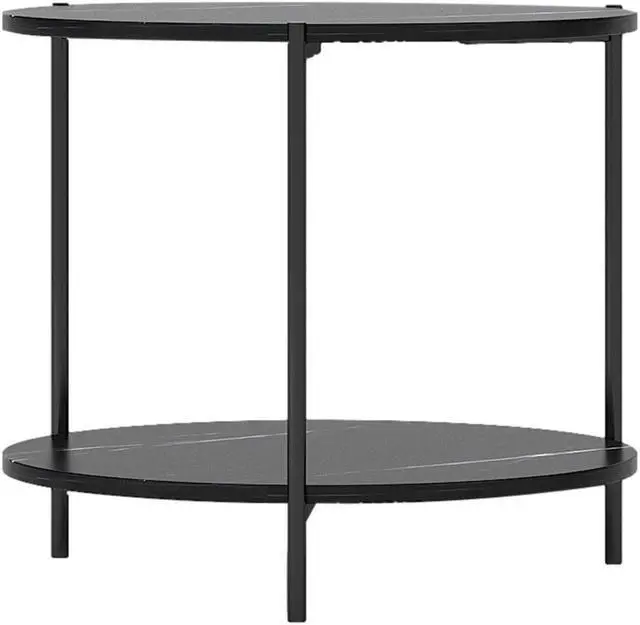 Alt view image 2 of 3 - ViscoLogic Louis Mid-Century Accent 2-Tier Round Side End Table (Black)