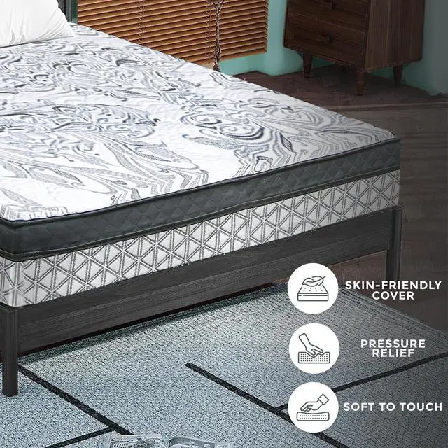 Alt view image 3 of 7 - ViscoLogic Hamilton [Made in Canada] 5-Zone Pocket Coil Euro Pillow Top Queen Mattress (Queen Size)