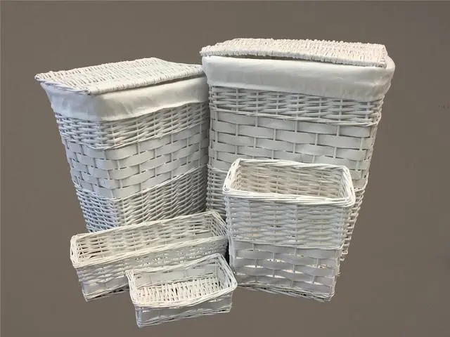 Alt view image 3 of 4 - ViscoLogic Willow Wicker Basket (Set of 5 Baskets) Ivory White
