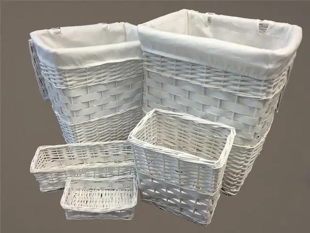 Alt view image 4 of 4 - ViscoLogic Willow Wicker Basket (Set of 5 Baskets) Ivory White