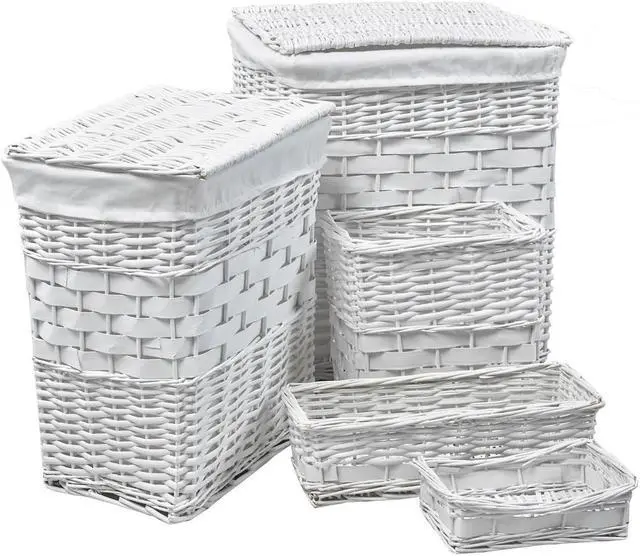 Main image of ViscoLogic Willow Wicker Basket (Set of 5 Baskets) Ivory White