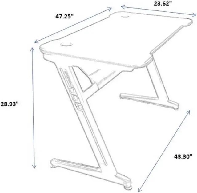 Alt view image 5 of 5 - JR100-ZViscoLogic Gaming Desk Computer Table Z- Shape Sports Racing Table with LED Lights