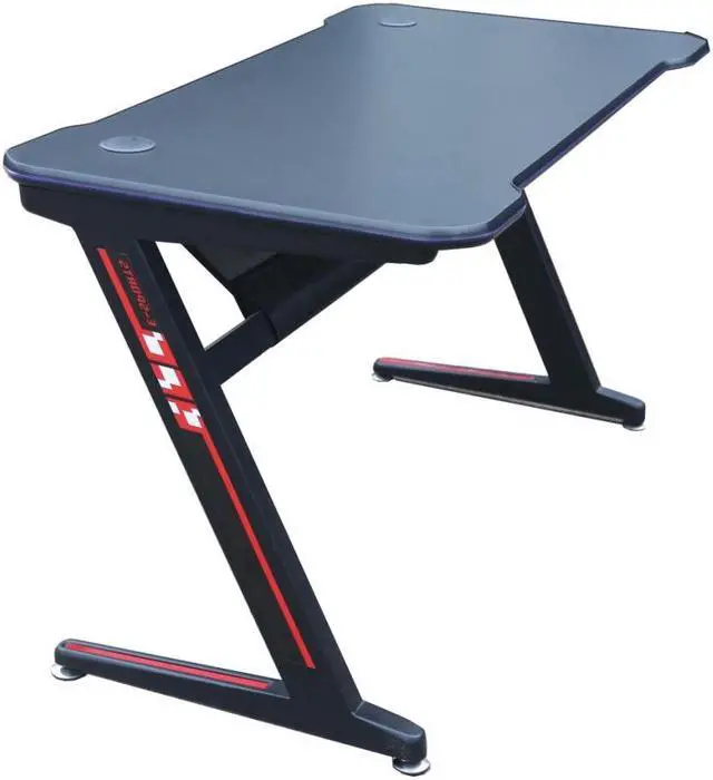 Alt view image 3 of 5 - JR100-ZViscoLogic Gaming Desk Computer Table Z- Shape Sports Racing Table with LED Lights