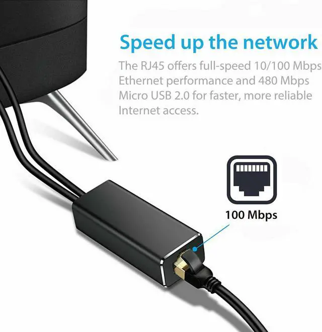 Alt view image 4 of 7 - Micro USB to 100Mb Ethernet 10/100 RJ45 Network LAN Adapter For Nintendo Switch