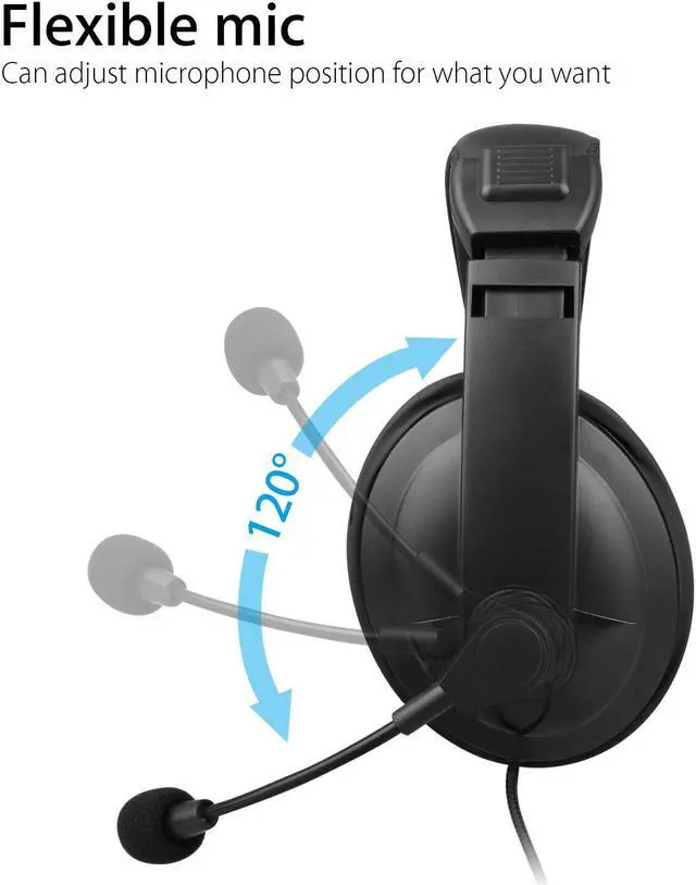 Alt view image 2 of 7 - Wired Handsfree Earphone Headphones Headset With Mic For PC Computer Notebook