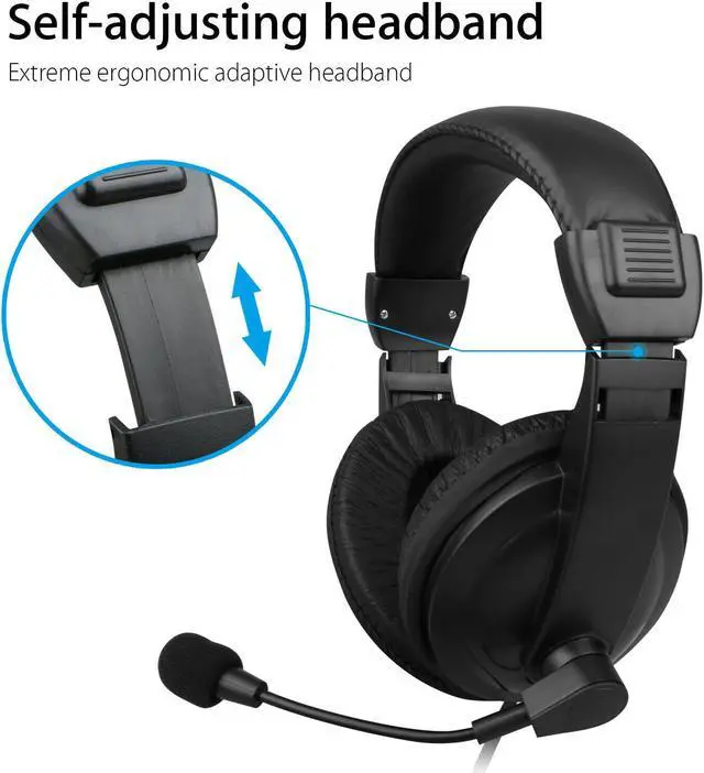 Alt view image 4 of 7 - Wired Handsfree Earphone Headphones Headset With Mic For PC Computer Notebook