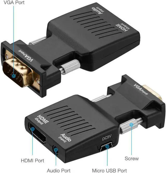 Alt view image 2 of 6 - VGA Male to HDMI Female Adapter Video HD 1080P Audio Converter Lot For PC Laptop
