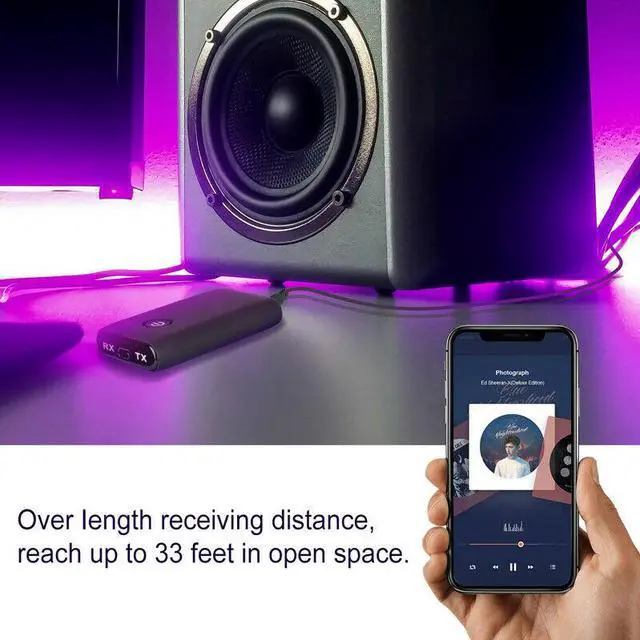 Alt view image 4 of 7 - Bluetooth 5.0 Transmitter Receiver 2 IN 1 Wireless Audio 3.5mm Jack Aux Adapter