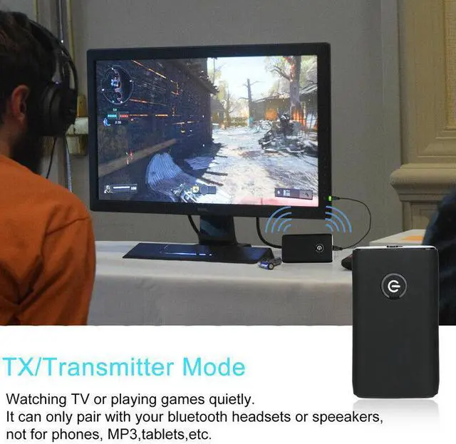 Alt view image 3 of 7 - Bluetooth 5.0 Transmitter Receiver 2 IN 1 Wireless Audio 3.5mm Jack Aux Adapter