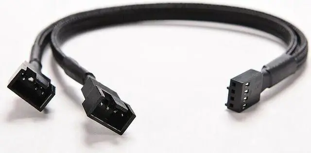 Main image of 4-Pin PWM to Dual PWM Sleeved Computer Case Fan Power Y-Splitter Adapter Cable