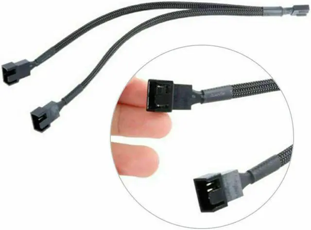 Alt view image 2 of 6 - 4-Pin PWM to Dual PWM Sleeved Computer Case Fan Power Y-Splitter Adapter Cable