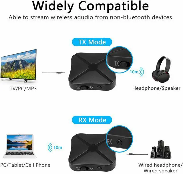Alt view image 6 of 7 - 2in1 Bluetooth Transmitter &Receiver Wireless Home Music TV Stereo Audio Adapter