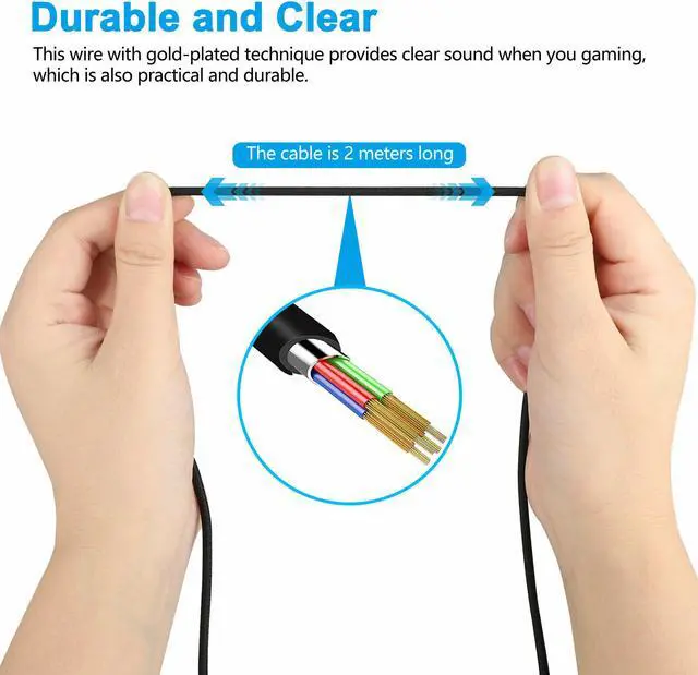 Alt view image 4 of 7 - Gaming Headset Audio Cable Aux Chat Cord For Astro A10 A40 G233 G433 Replacement