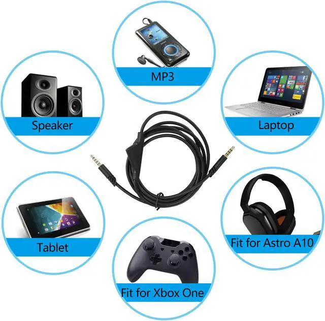 Alt view image 2 of 7 - Gaming Headset Audio Cable Aux Chat Cord For Astro A10 A40 G233 G433 Replacement