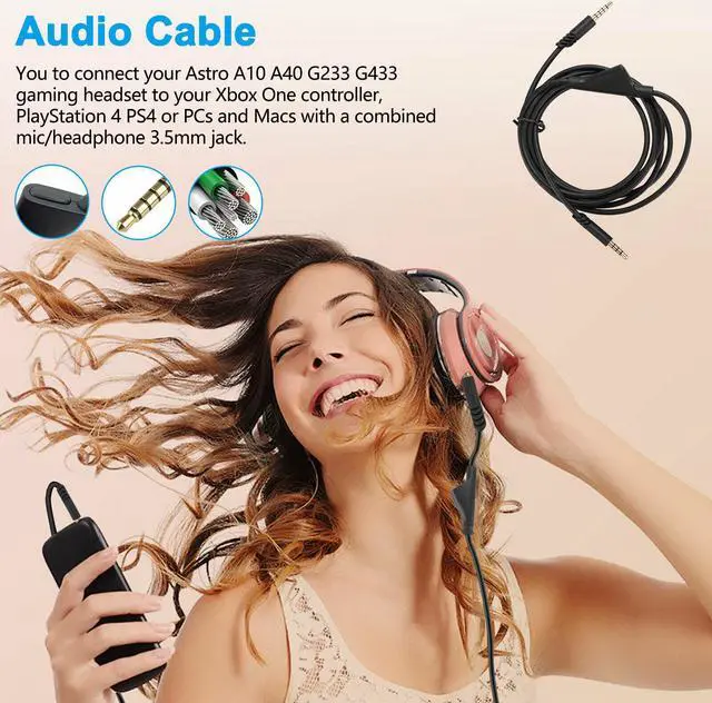 Alt view image 6 of 7 - Gaming Headset Audio Cable Aux Chat Cord For Astro A10 A40 G233 G433 Replacement