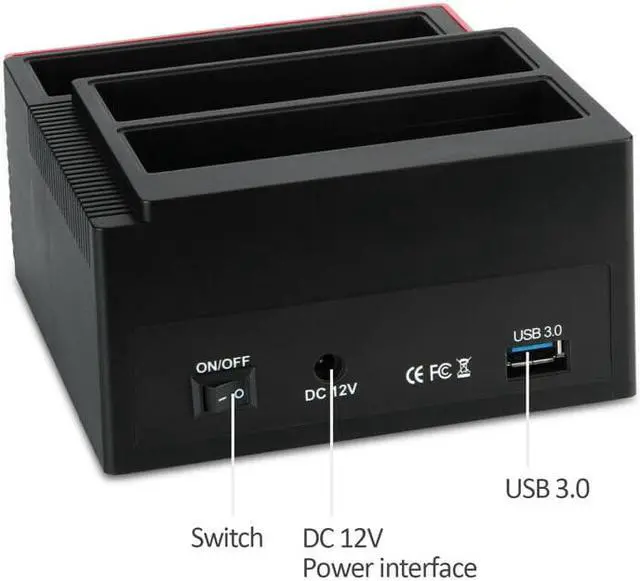 Alt view image 6 of 7 - HDD Docking Station IDE SATA Dual USB 3.0 Clone Hard Drive Card Reader 3-Bay