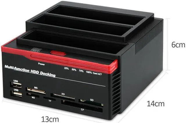 Alt view image 7 of 7 - External Triple SATA IDE HDD Docking Station 2.5''/3.5''Hard Drive Card Reader L