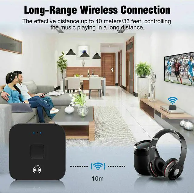 Alt view image 3 of 6 - Bluetooth 5.0 Receiver Wireless 3.5mm Jack AUX NFC to 2 RCA Audio Stereo Adapter