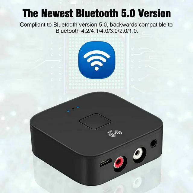 Alt view image 4 of 6 - Bluetooth 5.0 Receiver Wireless 3.5mm Jack AUX NFC to 2 RCA Audio Stereo Adapter