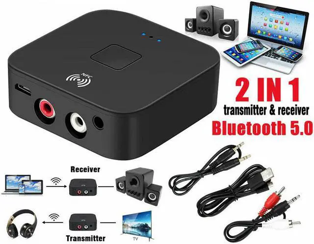 Main image of Bluetooth 5.0 Receiver Wireless 3.5mm Jack AUX NFC to 2 RCA Audio Stereo Adapter