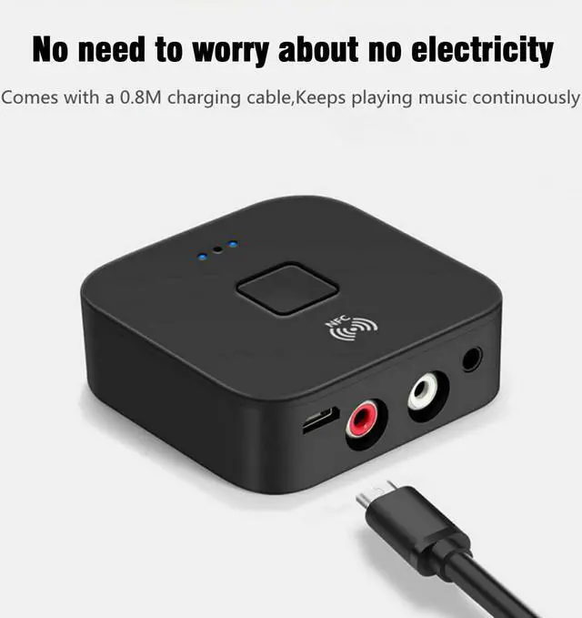Alt view image 6 of 6 - Bluetooth 5.0 Receiver Wireless 3.5mm Jack AUX NFC to 2 RCA Audio Stereo Adapter