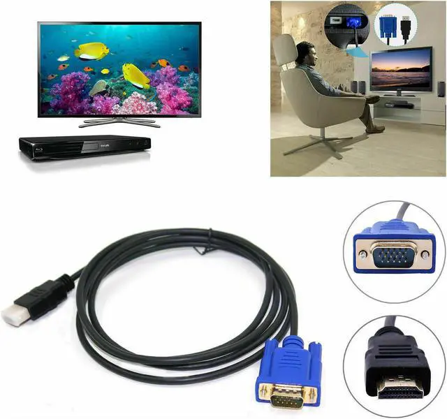 Alt view image 2 of 7 - HDMI Gold Male to VGA 15 Pin 6FT Video Adapter Cable For HDTV DVD BOX Computers