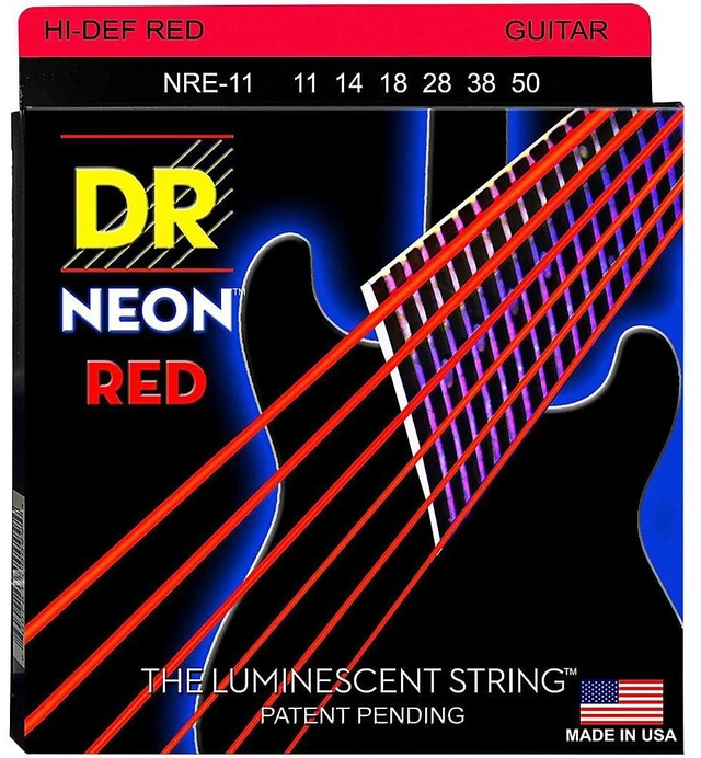 Main image of DR Strings Hi-Def NEON Red Coated Medium (11-50) Electric Guitar Strings