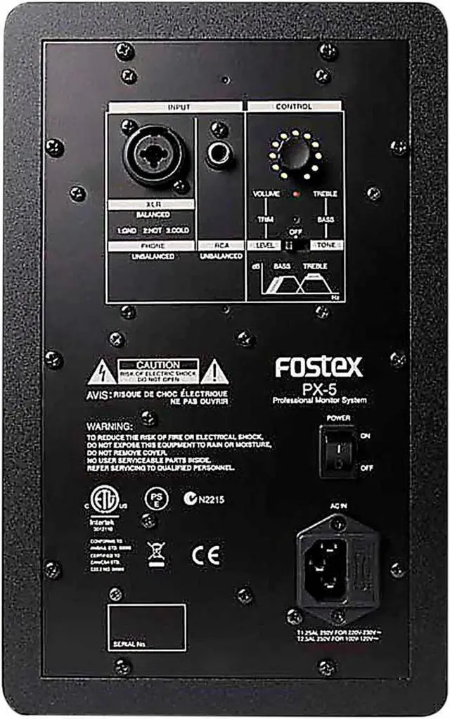 Alt view image 4 of 4 - Fostex PX-5 5.2" 2-way Professional Active Monitor Speaker, 50Hz - 20kHz, Single