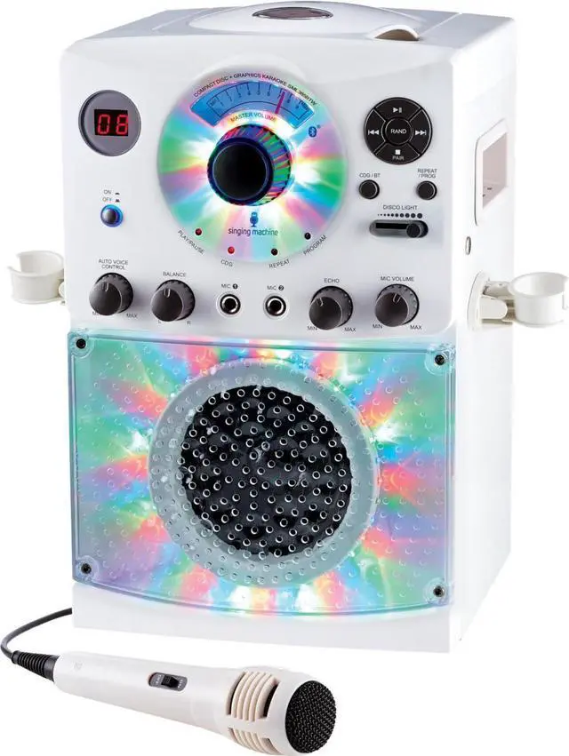 Alt view image 5 of 18 - The Singing Machine(R) Sml385btw Bluetooth(R) Karaoke System With Led Disco Lights & Microphone (White)  15.80In. X 11.1