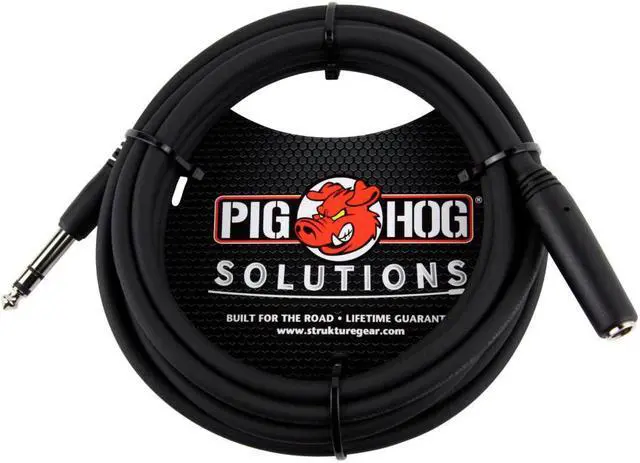 Alt view image 6 of 11 - Pig Hog 10' TRS 1/4" Female to TRS 1/4" Male Headphone Extension Cable #PHX14-10