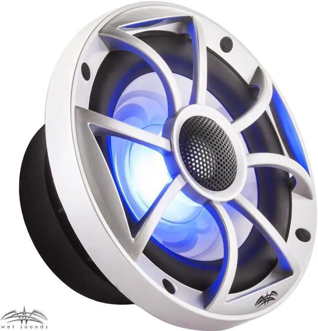 Alt view image 3 of 4 - Wet Sounds - Two Pairs Of RECON 6-S RGB Silver LED 6.5" Speakers And A Kicker KXMA400.4 Marine Amplifier