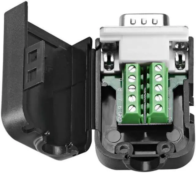 Alt view image 3 of 3 - D-sub DB9 Breakout Board Connector with Case 9 Pin 2 Row 422 Serial Male Port Solderless Terminal Block Adapter with Thumb Screws