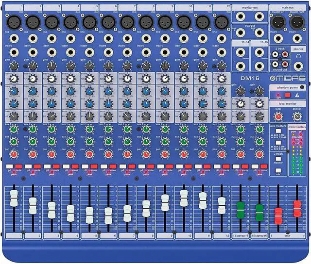 Alt view image 5 of 13 - Midas DM16 16 Input Analog Live and Studio Mixer with Microphone Preamplifier