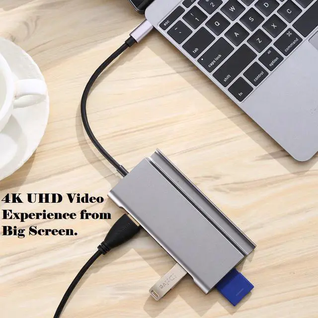 Alt view image 7 of 7 - 7-in-1 Type-C to HDMI 4K Adapter with 100W PD Charging Port SD/TF Card Reader 3 x USB3.0 HUB, 7in1 USB-C to 4K HDMI PD 3 x USB 3.0 SD/TF Card Reader Dock, USB C HUB with HDMI PD USB SD TF Port.