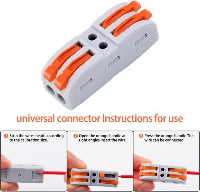 Alt view image 2 of 6 - GREENCYCLE 2 Conductor Compact Connectors Lever-Nut Wire Connectors for 2 Circuit Inline Splices 28-12 AWG ,one-to-one quick terminal block splicing type(20 Pcs)